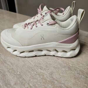 On Running White and Pink Sneakers with Chunky Sole